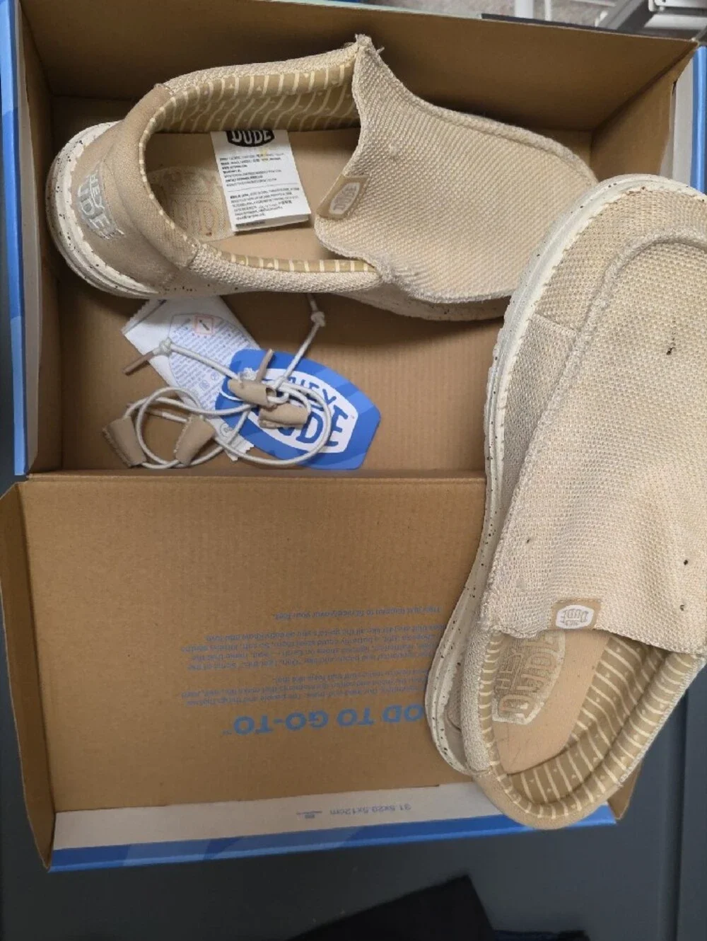 Hey Dude Beige Canvas Slip-On Shoes with Speckled Sole